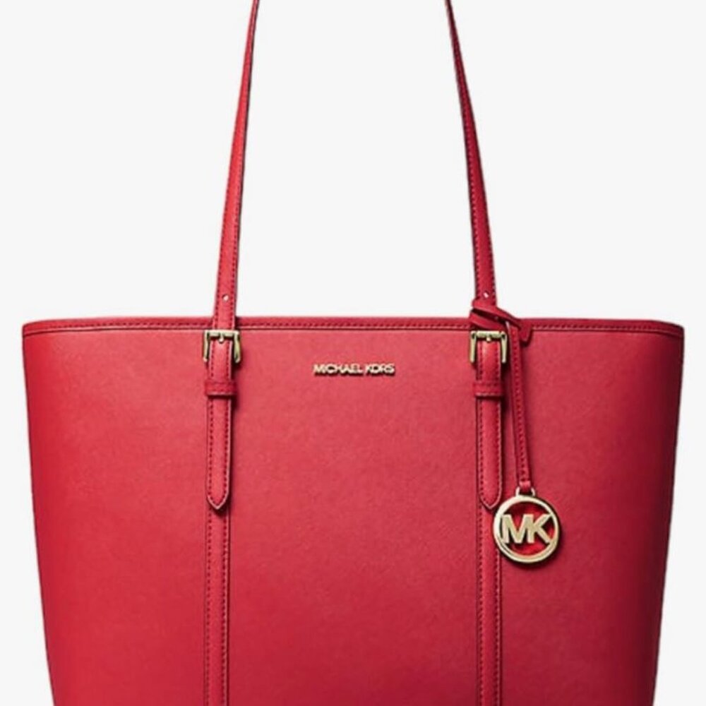 Michale Kors Jet Set Travel Large Red Saffiano Leather Tote Bag